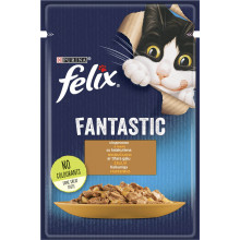 Вологий корм FELIX Fantastic для дорослих котів, шматочки в желе, з індичкою, 85 г
