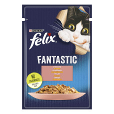 Вологий корм FELIX Fantastic для дорослих котів, шматочки в желе, з лососем, 85 г