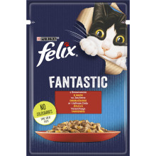 Вологий корм FELIX Fantastic для дорослих котів, шматочки в желе, з яловичиною, 85 г