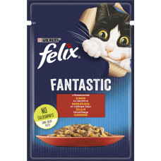 Вологий корм FELIX Fantastic для дорослих котів, шматочки в желе, з яловичиною, 85 г