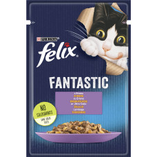 Вологий корм FELIX Fantastic для дорослих котів, шматочки в желе, з ягням, 85 г