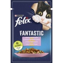 Влажный корм FELIX Fantastic для взрослых кошек, кусочки в желе, с форелью и зелеными бобами, 85 г