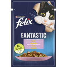 Вологий корм FELIX Fantastic для дорослих котів, шматочки в желе, з фореллю та зеленими бобами, 85 г