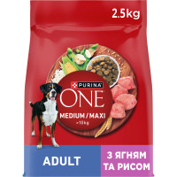 Сухой корм PURINA ONE MedMax для взрослых собак средних и крупных пород >10 кг, с ягненком и рисом, 2.5 кг