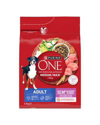 Сухой корм PURINA ONE MedMax для взрослых собак средних и крупных пород >10 кг, с ягненком и рисом, 2.5 кг
