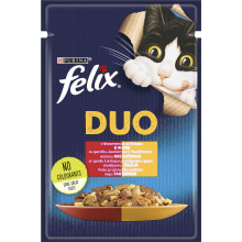 Вологий корм FELIX Fantastic Duo для дорослих котів, шматочки в желе, з яловичиною та птицею, 85 г