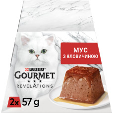 Вологий корм GOURMET Revelations для дорослих котів, мус з підливкою, що стікає, з яловичиною, 2x57 г