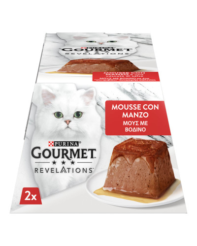Вологий корм GOURMET Revelations для дорослих котів, мус з підливкою, що стікає, з яловичиною, 2x57 г