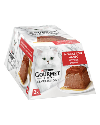 Вологий корм GOURMET Revelations для дорослих котів, мус з підливкою, що стікає, з яловичиною, 2x57 г