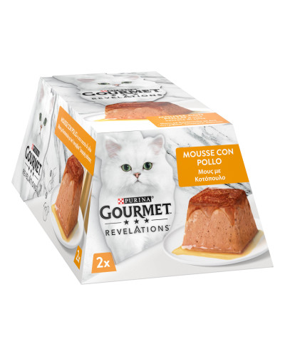 Вологий корм GOURMET Revelations для дорослих котів, мус з підливкою, що стікає, з куркою, 2x57 г