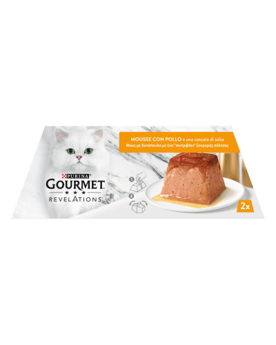 Вологий корм GOURMET Revelations для дорослих котів, мус з підливкою, що стікає, з куркою, 2x57 г