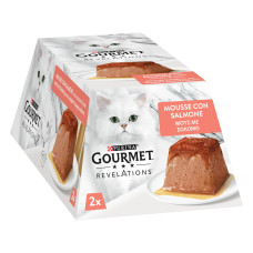 Вологий корм GOURMET Revelations для дорослих котів, мус з підливкою, що стікає, з лососем, 2x57 г