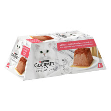 Вологий корм GOURMET Revelations для дорослих котів, мус з підливкою, що стікає, з лососем, 2x57 г