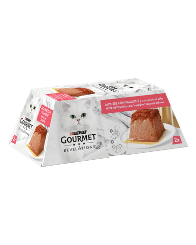 Влажный корм GOURMET Revelations для взрослых кошек, мусс с стекающей подливкой с лососем, 2x57 г