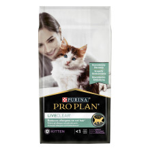 Сухий корм PRO PLAN LiveClear Kitten 1 для кошенят для зменшення алергенів на шерсті, з індичкою, 1,4 кг