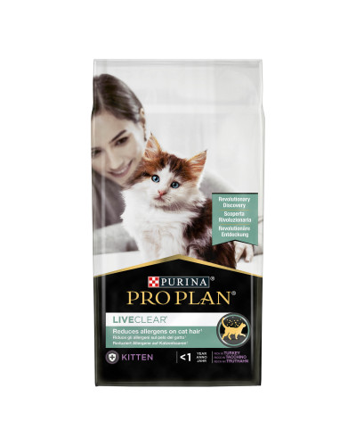 Сухий корм PRO PLAN LiveClear Kitten 1 для кошенят для зменшення алергенів на шерсті, з індичкою, 1,4 кг