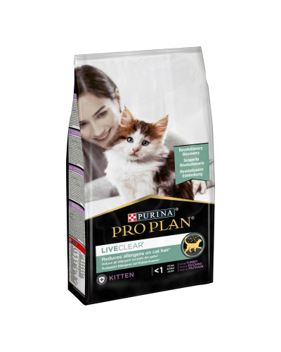 Сухий корм PRO PLAN LiveClear Kitten 1 для кошенят для зменшення алергенів на шерсті, з індичкою, 1,4 кг