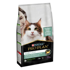 Сухой корм PRO PLAN LiveClear Sterilised Adult 1+ для взрослых кошек для уменьшения аллергенов на шерсти и после стерилизации, с индейкой, 1,4 кг