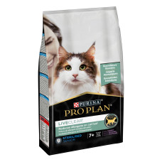 Сухой корм PRO PLAN LiveClear Sterilised Adult 7+ для кошек от 7 лет для уменьшения аллергенов на шерсти и после стерилизации, с индейкой, 1,4 кг