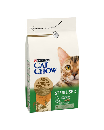 Сухой корм CAT CHOW Sterilised для взрослых стерилизованных кошек, с индейкой, 1,5 кг