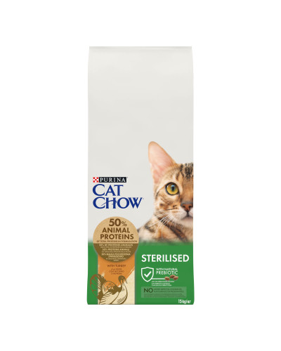 Сухий корм CAT CHOW Sterilised для дорослих стерилізованих котів, з індичкою, 15 кг