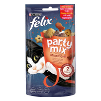 Лакомство FELIX Party Mix Гриль Микс для взрослых кошек, со вкусом курицы, говядины и лосося, 60 г