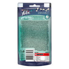 Ласощі FELIX Party Mix Морський Мікс для дорослих котів, зі смаком лосося, форелі та минтаю, 60 г
