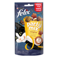 Лакомство FELIX Party Mix Ориджинал Микс для взрослых кошек, со вкусом курицы, печени и индейки, 60 г