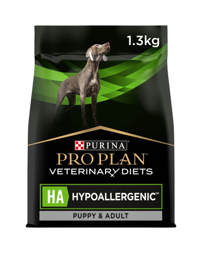 Сухий дієтичний корм PRO PLAN VETERINARY DIETS HA Hypoallergenic  для дорослих собак та цуценят для зниження ознак інгредієнтної та нутрієнтної непереносимості, 1,3 кг