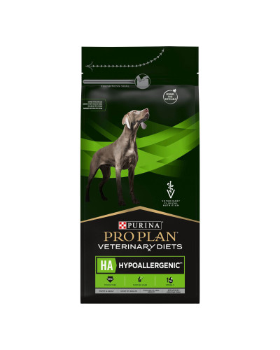 Сухий дієтичний корм PRO PLAN VETERINARY DIETS HA Hypoallergenic  для дорослих собак та цуценят для зниження ознак інгредієнтної та нутрієнтної непереносимості, 1,3 кг
