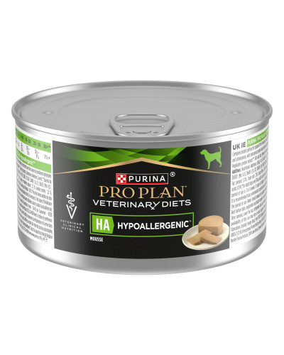 Вологий дієтичний корм PRO PLAN VETERINARY DIETS HA Hypoallergenic для зниження ознак інгредієнтної та нутрієнтної непереносимості, мус, 195 г