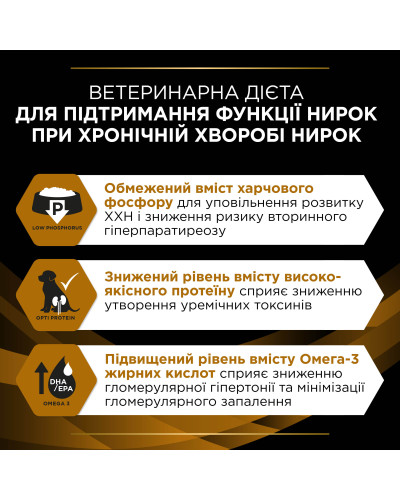 Сухий дієтичний корм PRO PLAN VETERINARY DIETS NF Renal Function для дорослих собак для підтримання функції нирок при хронічній хворобі нирок, 1,5 кг