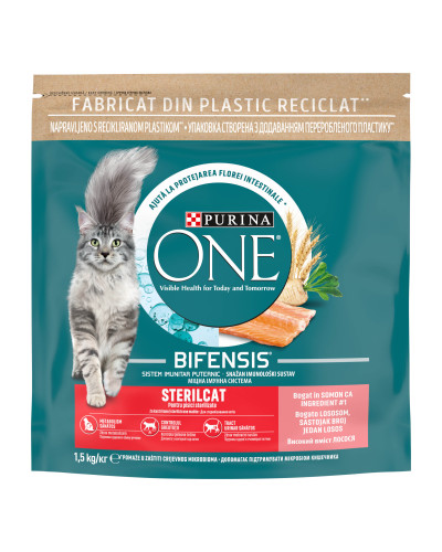 Сухий корм PURINA ONE Sterilcat для дорослих стерилізованих котів, комплекс Bifensis, з лососем, 1,5 кг
