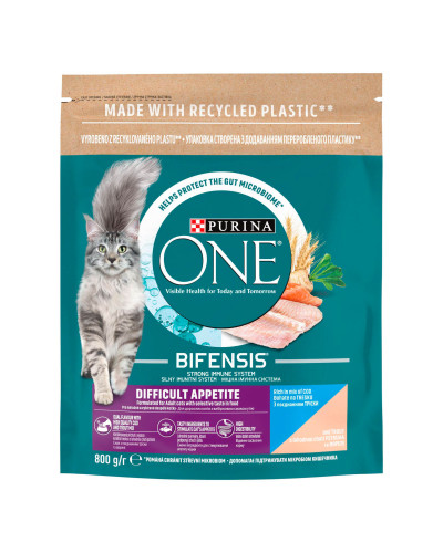 Сухий корм PURINA ONE Difficult Appetite для дорослих котів з вибірковим смаком у їжі, з тріскою та фореллю, 800 г