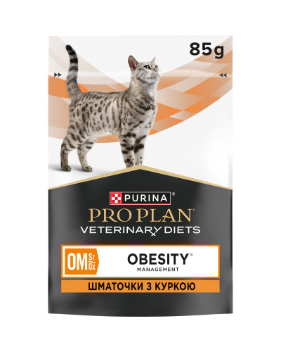 Вологий дієтичний корм PRO PLAN VETERINARY DIETS OM Obesity Management St/Ox для дорослих котів для зниження надмірної маси тіла, з куркою, 85 г