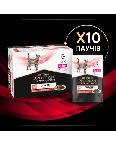 Вологий дієтичний корм PRO PLAN VETERINARY DIETS DM ST/OX Diabetes Managment для регулювання надходження глюкози (цукровий діабет), з яловичиною, 85 г