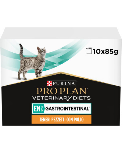 Вологий дієтичний корм PRO PLAN VETERINARY DIETS EN Gastrointestinal для кошенят та дорослих котів  для зменшення розладів кишкової абсорбції, з куркою, 10х85 г