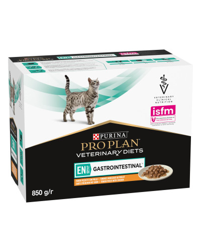 Вологий дієтичний корм PRO PLAN VETERINARY DIETS EN Gastrointestinal для кошенят та дорослих котів  для зменшення розладів кишкової абсорбції, з куркою, 10х85 г