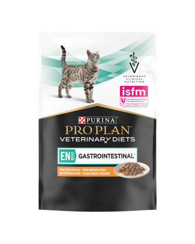 Вологий дієтичний корм PRO PLAN VETERINARY DIETS EN Gastrointestinal для кошенят та дорослих котів  для зменшення розладів кишкової абсорбції, з куркою, 10х85 г