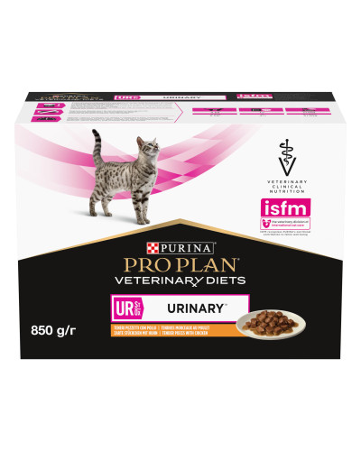 Влажный диетический корм PRO PLAN VETERINARY DIETS UR ST/OX Urinary для растворения и снижения образования струвитных камней, с курицей, 10х85 г