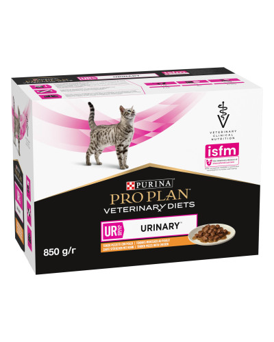 Влажный диетический корм PRO PLAN VETERINARY DIETS UR ST/OX Urinary для растворения и снижения образования струвитных камней, с курицей, 10х85 г