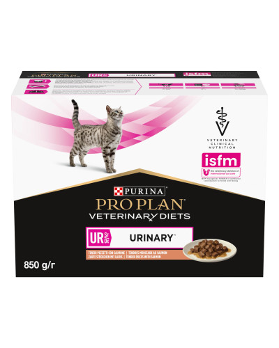 Влажный диетический корм PRO PLAN VETERINARY DIETS UR ST/OX Urinary для растворения и снижения образования струвитных камней, с лососем, 10х85 г