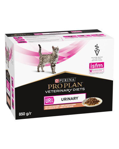 Влажный диетический корм PRO PLAN VETERINARY DIETS UR ST/OX Urinary для растворения и снижения образования струвитных камней, с лососем, 10х85 г