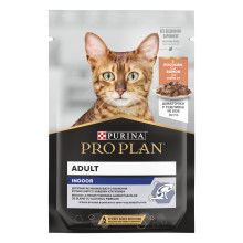 Вологий корм PRO PLAN Adult Indoor для дорослих котів що живуть вдома, шматочки у підливці, з лососем, 85 г