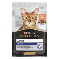 Вологий корм PRO PLAN Adult Indoor для дорослих котів що живуть вдома, шматочки у підливці, з лососем, 85 г