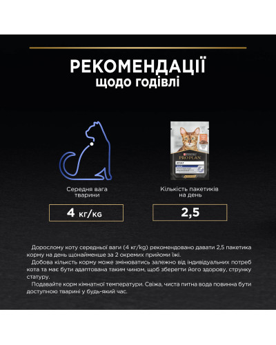 Вологий корм PRO PLAN Adult Indoor для дорослих котів що живуть вдома, шматочки у підливці, з лососем, 85 г
