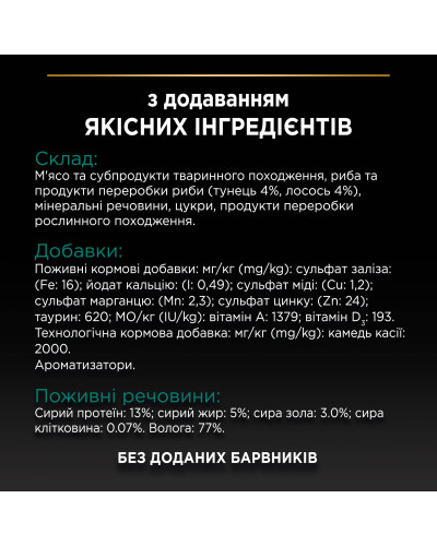 Влажный корм PRO PLAN Sterilised для взрослых стерилизованных кошек, кусочки в паштете, с тунцем и лососем, 85 г