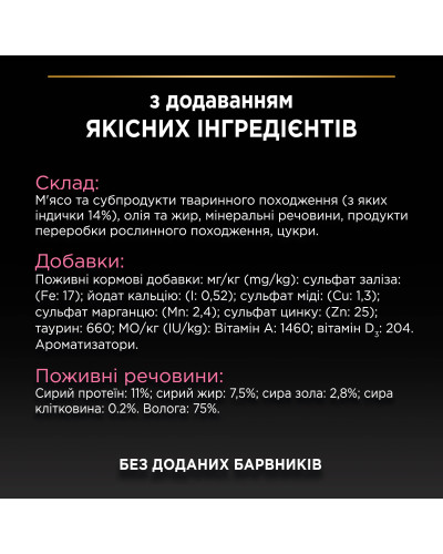 Вологий корм PRO PLAN Delicate для дорослих котів з чутливим травленням, мус, з індичкою, 85 г