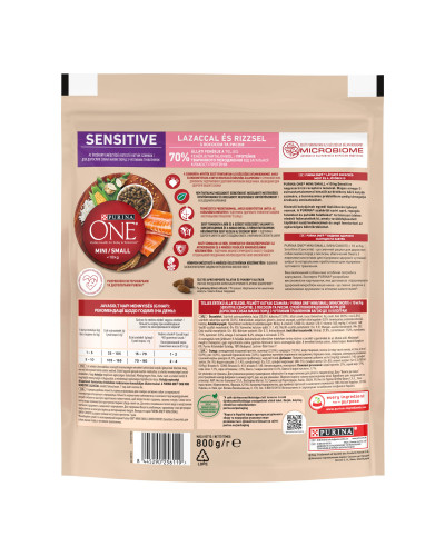 Сухой корм PURINA ONE Mini/Small Sensitive для взрослых собак мелких пород, с чувствительным пищеварением, с рисом и лососем, 800 г