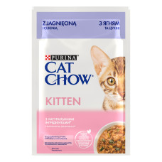 Вологий корм CAT CHOW Kitten для кошенят, шматочки у підливці, з ягням та цукіні, 85 г